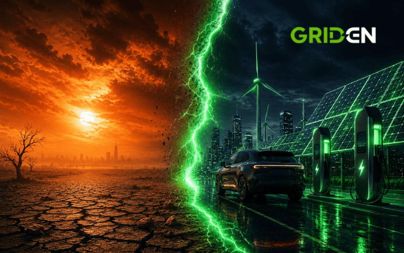 Climate crisis and clean energy transition with EV charging stations and solar power